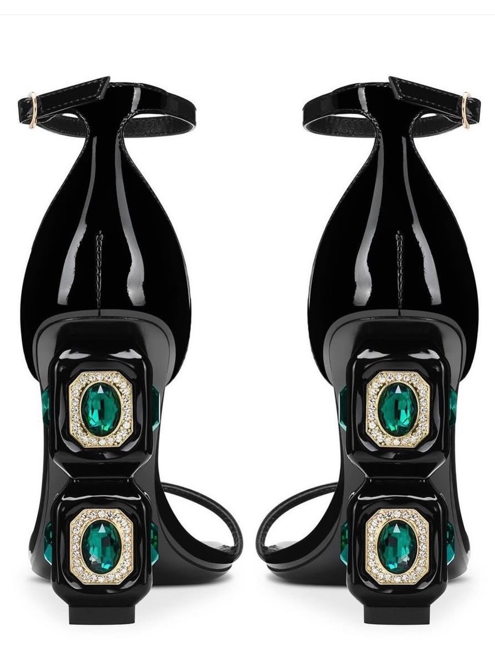 Jennifer Le Black Gem-Embellished Ankle-Strap Heels